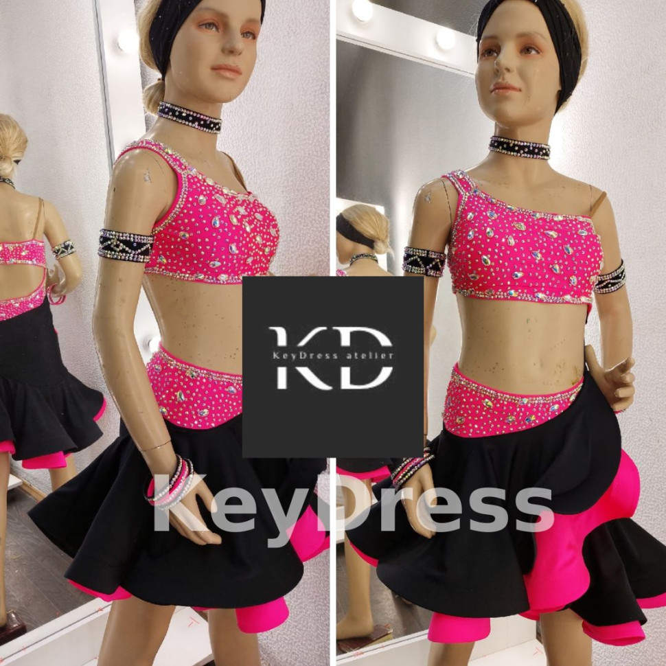 5007 Pink-black dance skirt