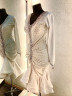 1010 White latin dance dress