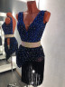 1014 Black-blue latin dance dress