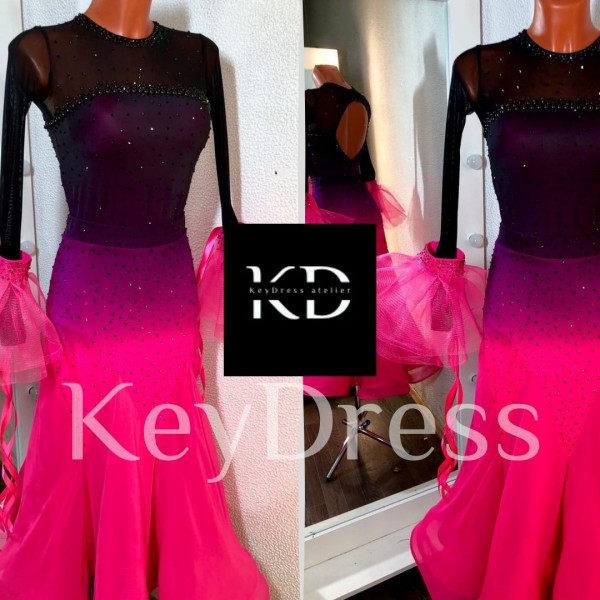 2028 Black-pink ballroom dress