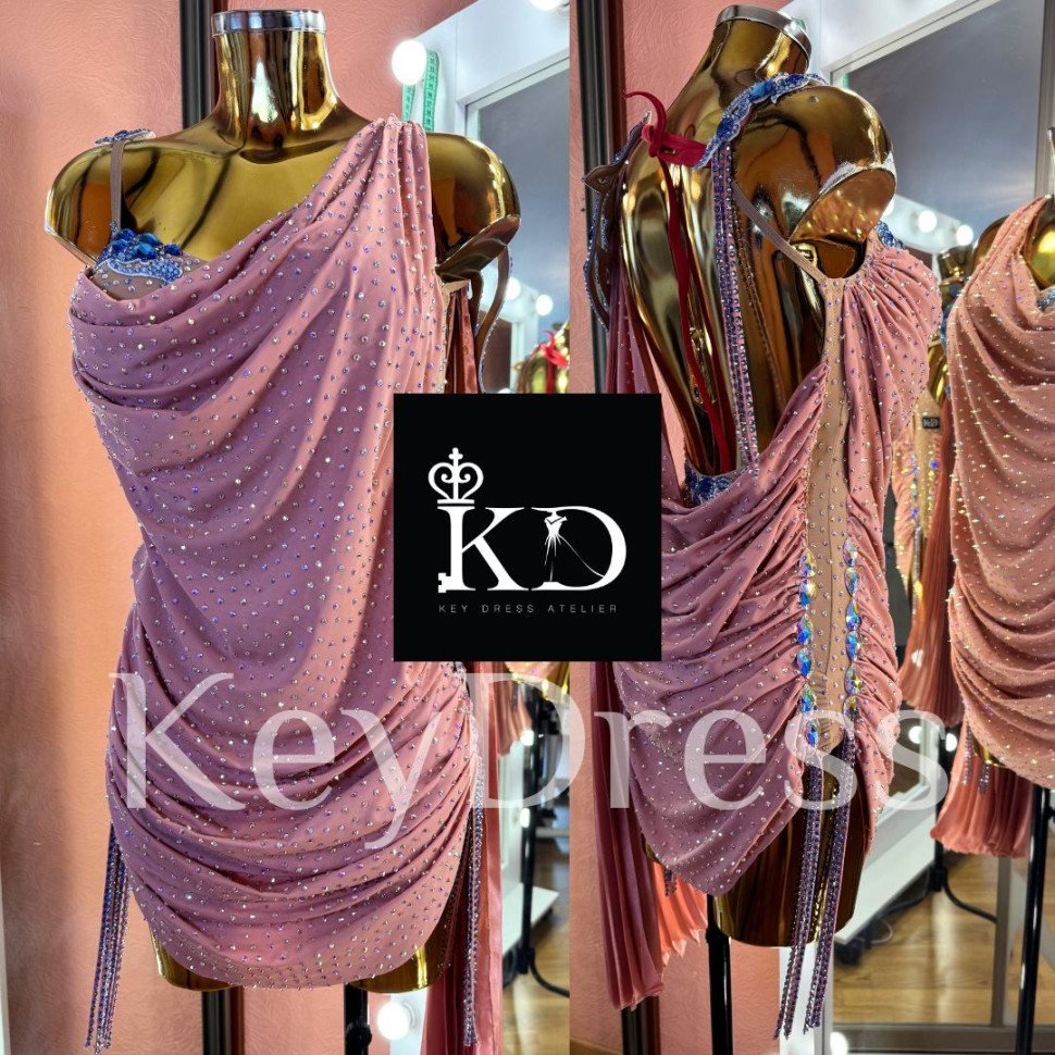 1117 Beige latin dance dress