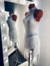 1017 White fringe latin dance dress