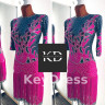 1119 Pink-grey latin dance dress