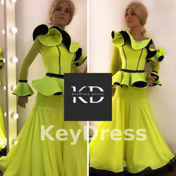 2034 Yellow ballroom dress