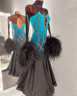 2037 Green-black ballroom dress