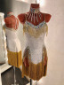 1022 White-gold latin dance dress