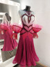 2038 White-maroon ballroom dress